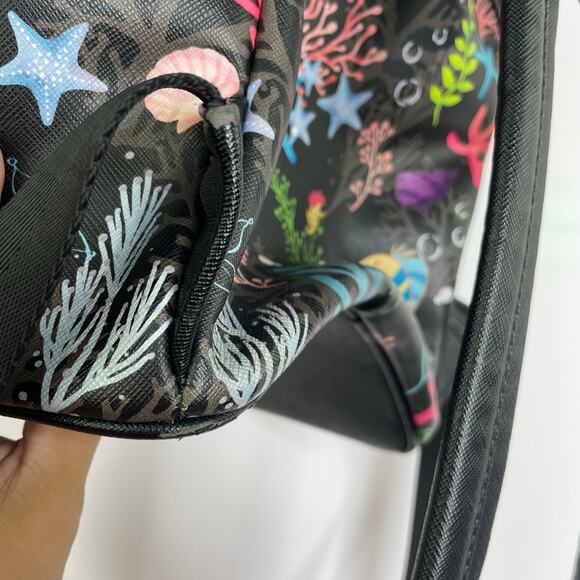 Disney Loungefly The Little Mermaid Flounder Sebastian Small back bag black - Picture 11 of 16